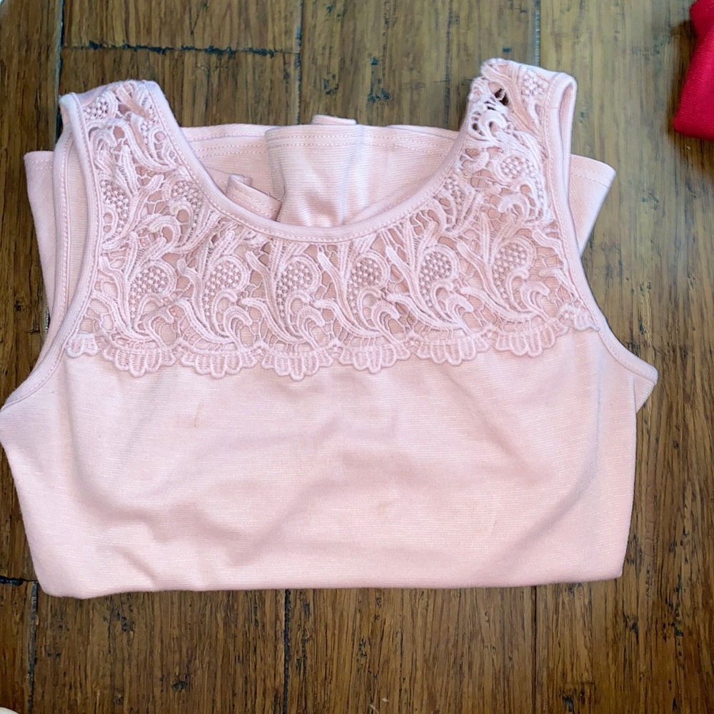 Baby Pink Lace Front Blouse